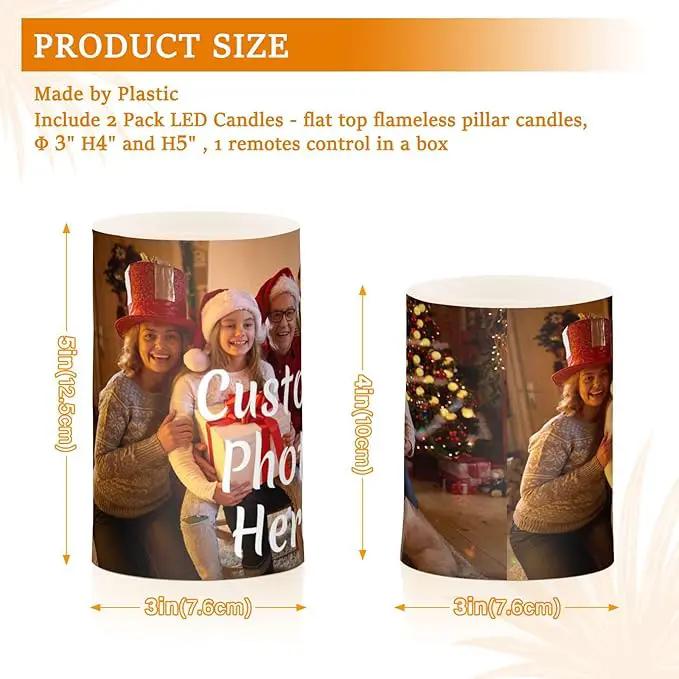 Personalized Flickering Flameless Candles, Custom Photo LED Candles Set of 2, Remote Timer Battery Operated Candle for Valentine Wedding Birthday by GreenHaven Gardens