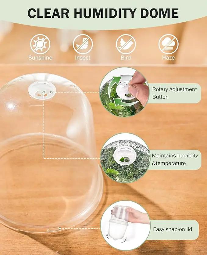homenote Nursery Pots for Plants,5 Inch Plant Pot for Planting with Humidity Domes Plastic Seedling with Drainage Holes Seed Starter Flower with 10 Labels Black (15 Pack) by GreenHaven Gardens