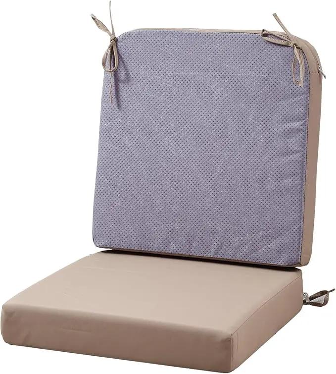 17 x 17 Inch Outdoor Seat Cushions for Patio Furniture with Non Slip and Ties Waterproof & UV Resistant Round Corner Outdoor Chair Cushions Replacement Set of 2, Khaki by GreenHaven Gardens