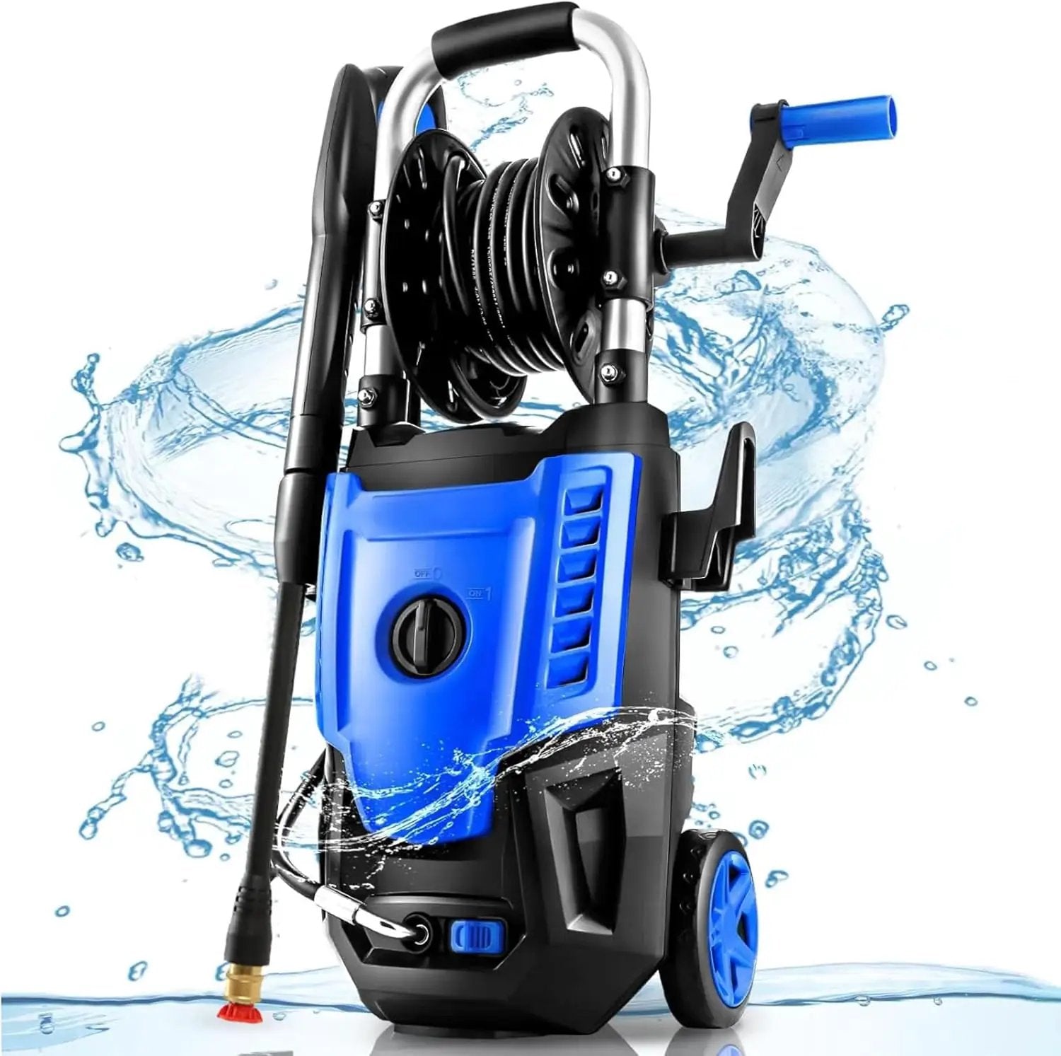 4800 PSI Pressure Cleaner- 4.0 GPM High Power Cleaner with 33FT Hose Reel, 4 Spray Tips and Soap Bottle for Car Washing, Fence Cleaning, Patio Maintenance（Upgraded） (Blue) by GreenHaven Gardens