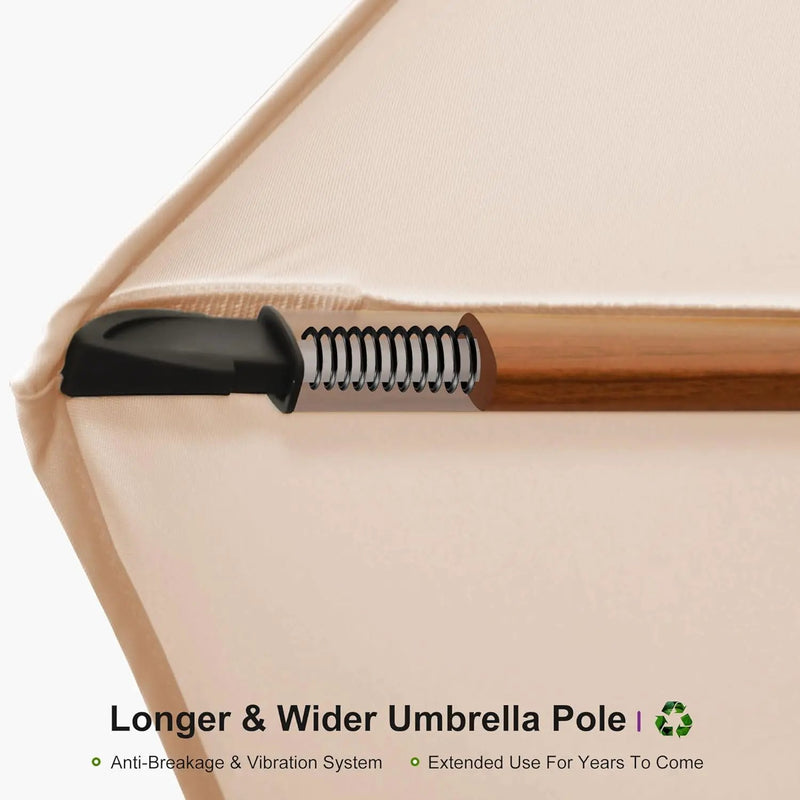 PURPLE LEAF 10' X 13' Double Top Deluxe Wood Pattern Rectangle Patio Umbrella Offset Hanging Umbrella Outdoor Market Umbrella Garden Umbrella, Beige by GreenHaven Gardens