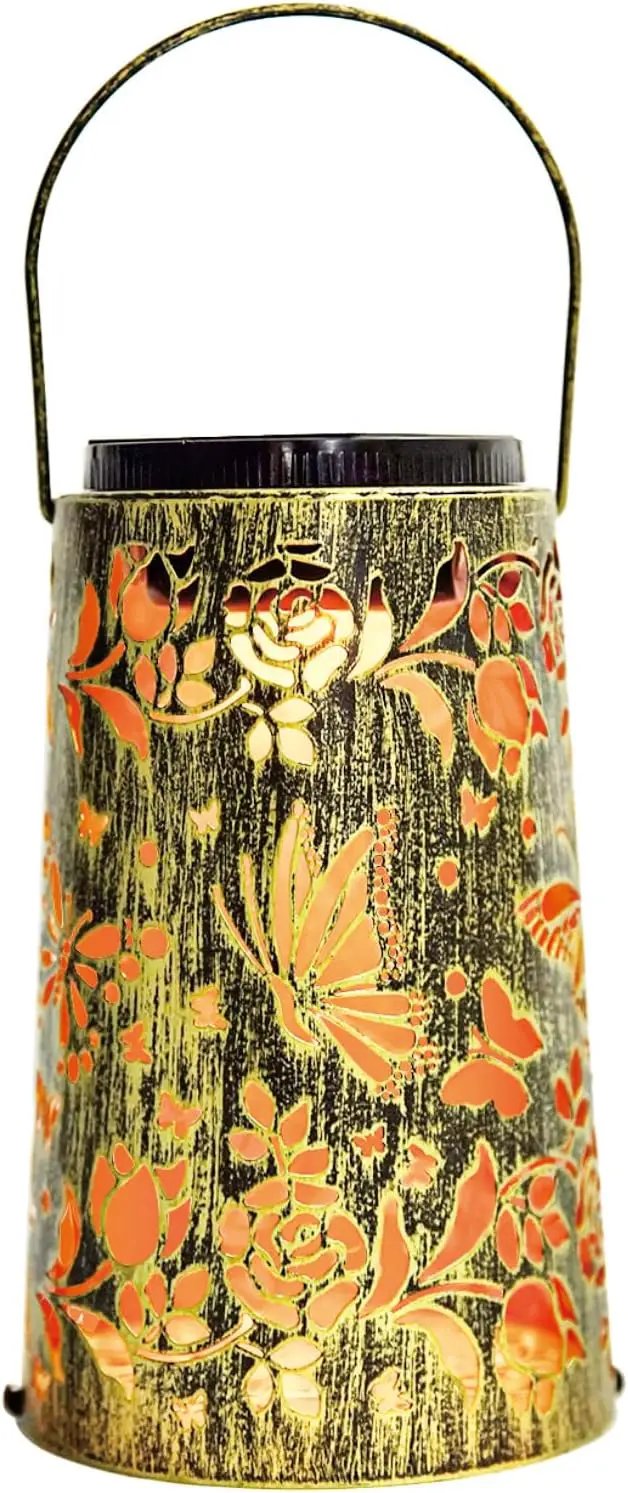Solar Lanterns, Waterproof Hanging Metal Decorative Lights for Outdoor Use, Garden, Yard, Backyard, Porch, Table, Pathway - Butterfly Solar Powered Cool/Warm Light, 1 Pack by GreenHaven Gardens