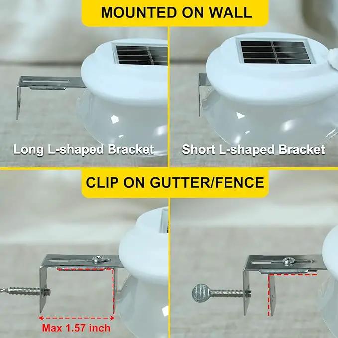 ROSHWEY Gutter Lights Solar Powered, 6 Pack Solar Patio Decor Lights with 9 LED Waterproof Fence Light for Eaves Garage Garden Landscape Pathway (Cool White) by GreenHaven Gardens