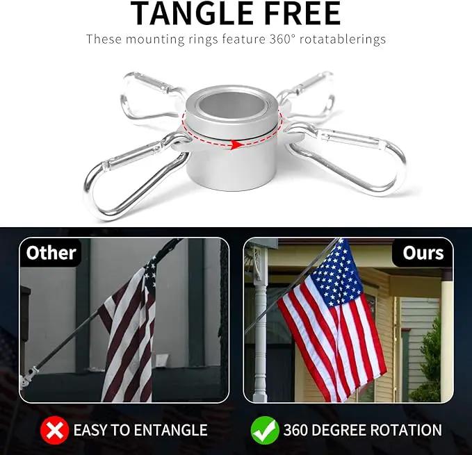 Quarut House Flag Pole Kit,Including 6Ft Stainless Steel Flag Pole,Heavy Duty Nylon 3x5 Ft American Flag,Aluminum Alloy Rings and Bracket.Wall Mounted Flagpole Set for Residential Commercial（Silvery） by GreenHaven Gardens