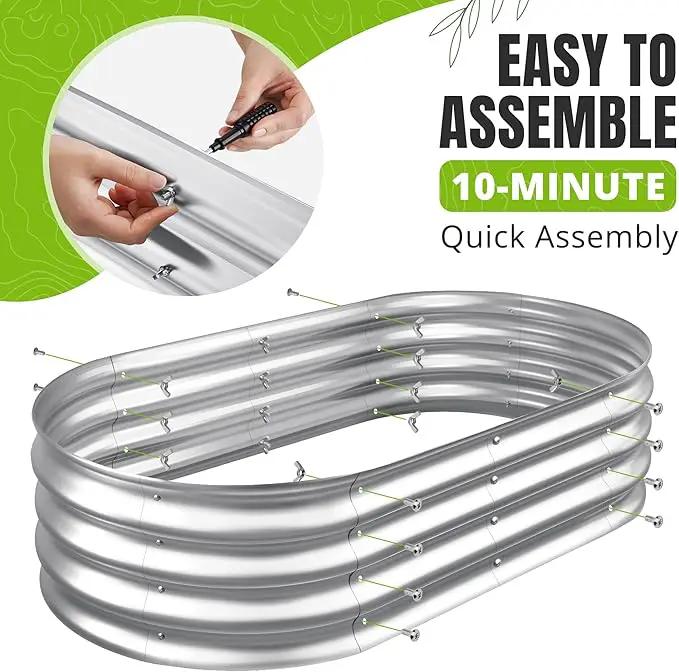 Sponvatt Raised Garden Bed - Outdoor Galvanized Raised Garden Bed Planter Boxes, Large Oval Metal for Gardening Planter Box Kit,Suitable for Vegetables,Herbs (Silver, 6x3x1 Ft) by GreenHaven Gardens