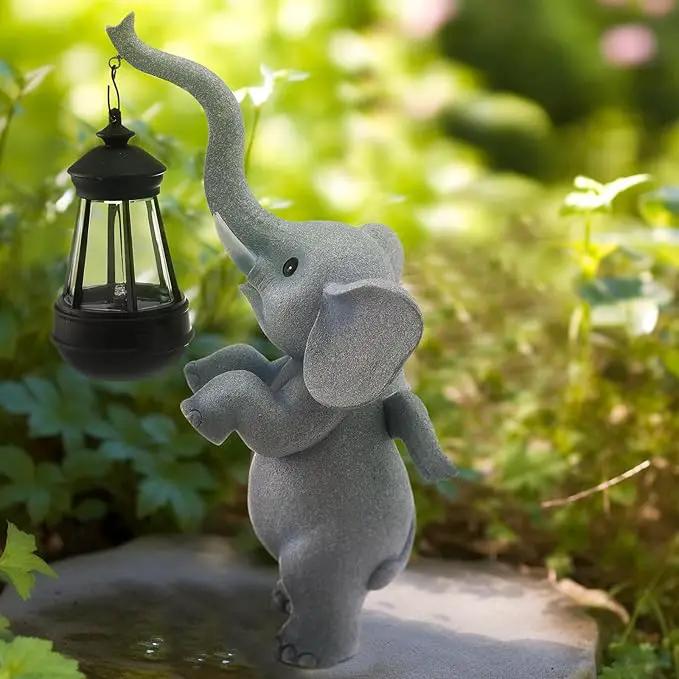 Solar Garden Statues Outdoor Decor,Angel Elephant Statue Outdoor Clearance,Resin Outdoor Statues Garden Decor for Outside Patio Woman Mom Gifts (Angel Elephant) by GreenHaven Gardens