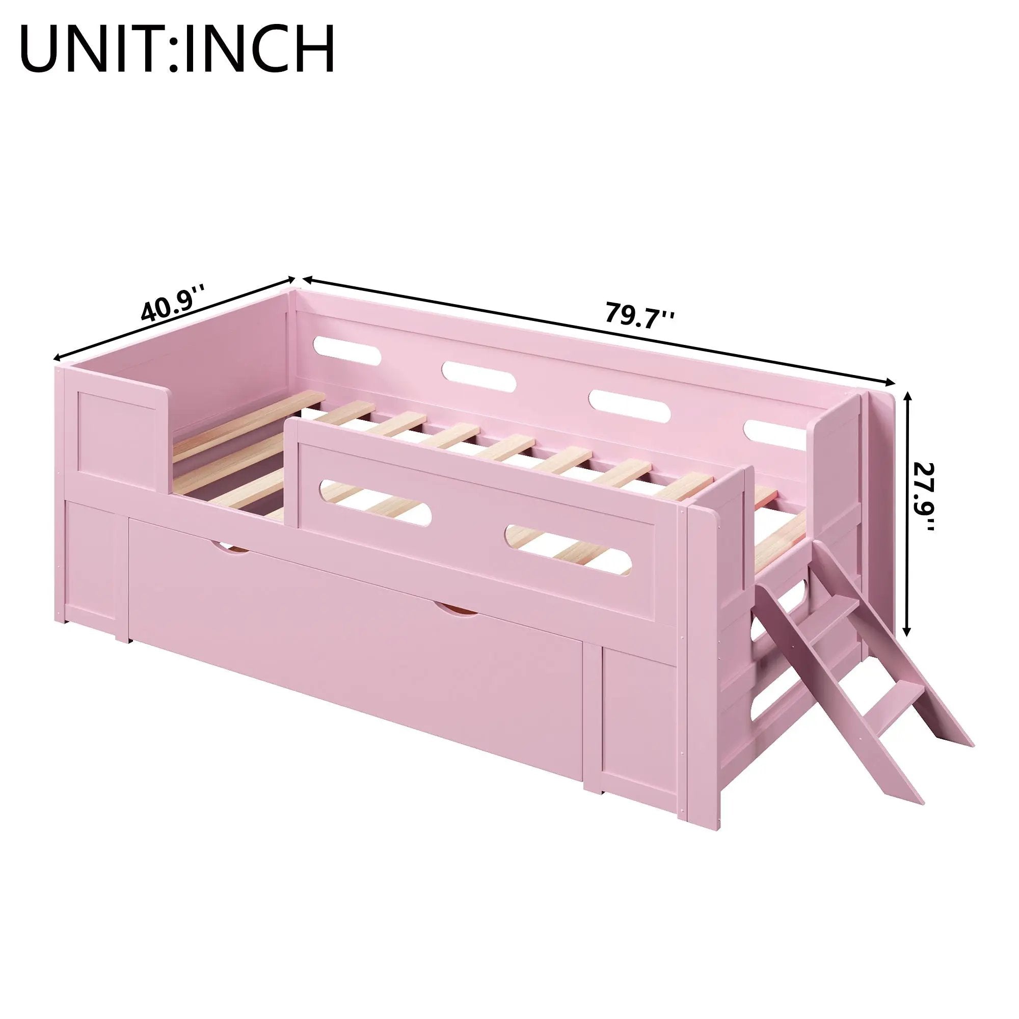 Platform Bed With Guardrail And Drawer by HouseOfZazla