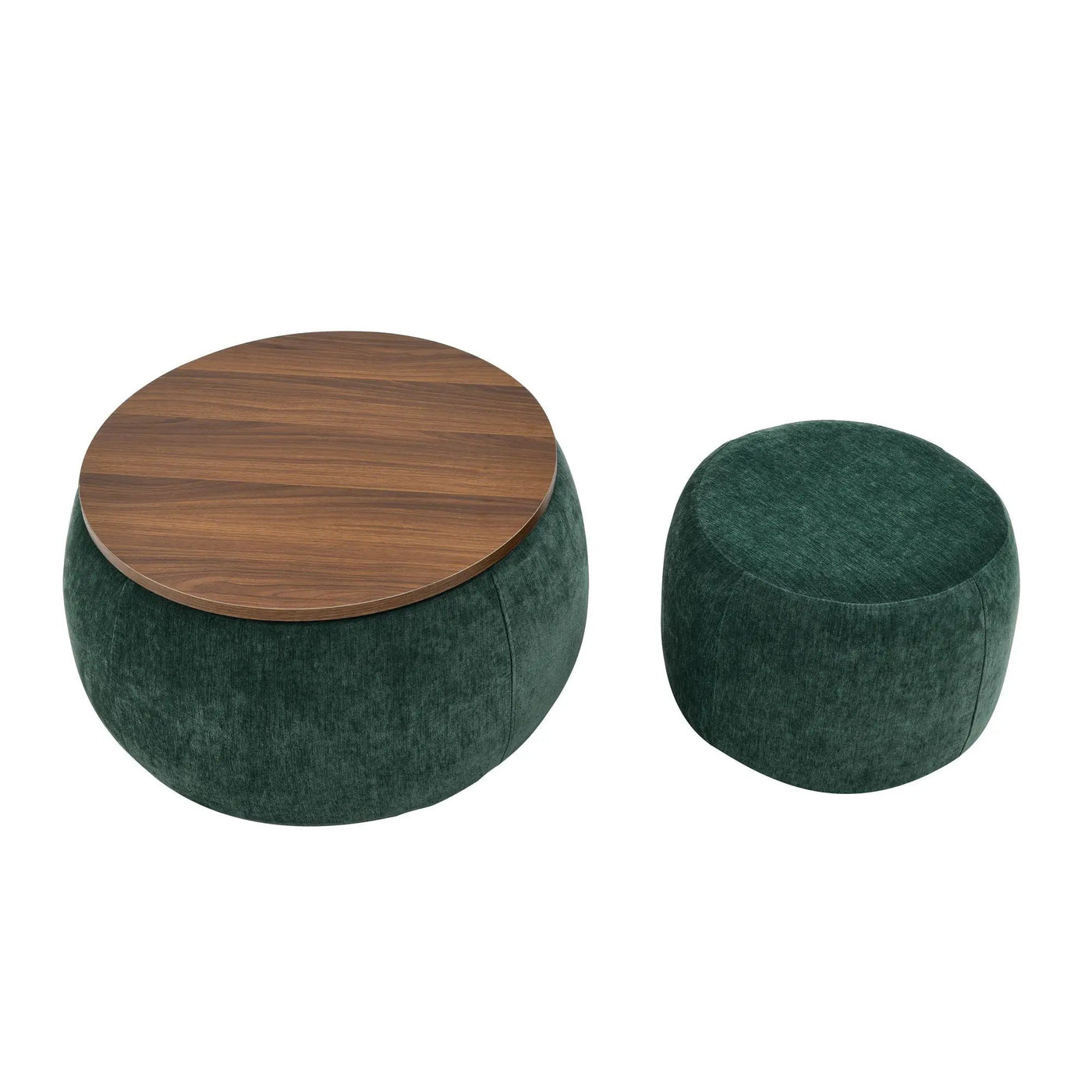 Round Storage Ottoman, 2 In 1 Function, End Table And Ottoman by Unique Piece Furniture
