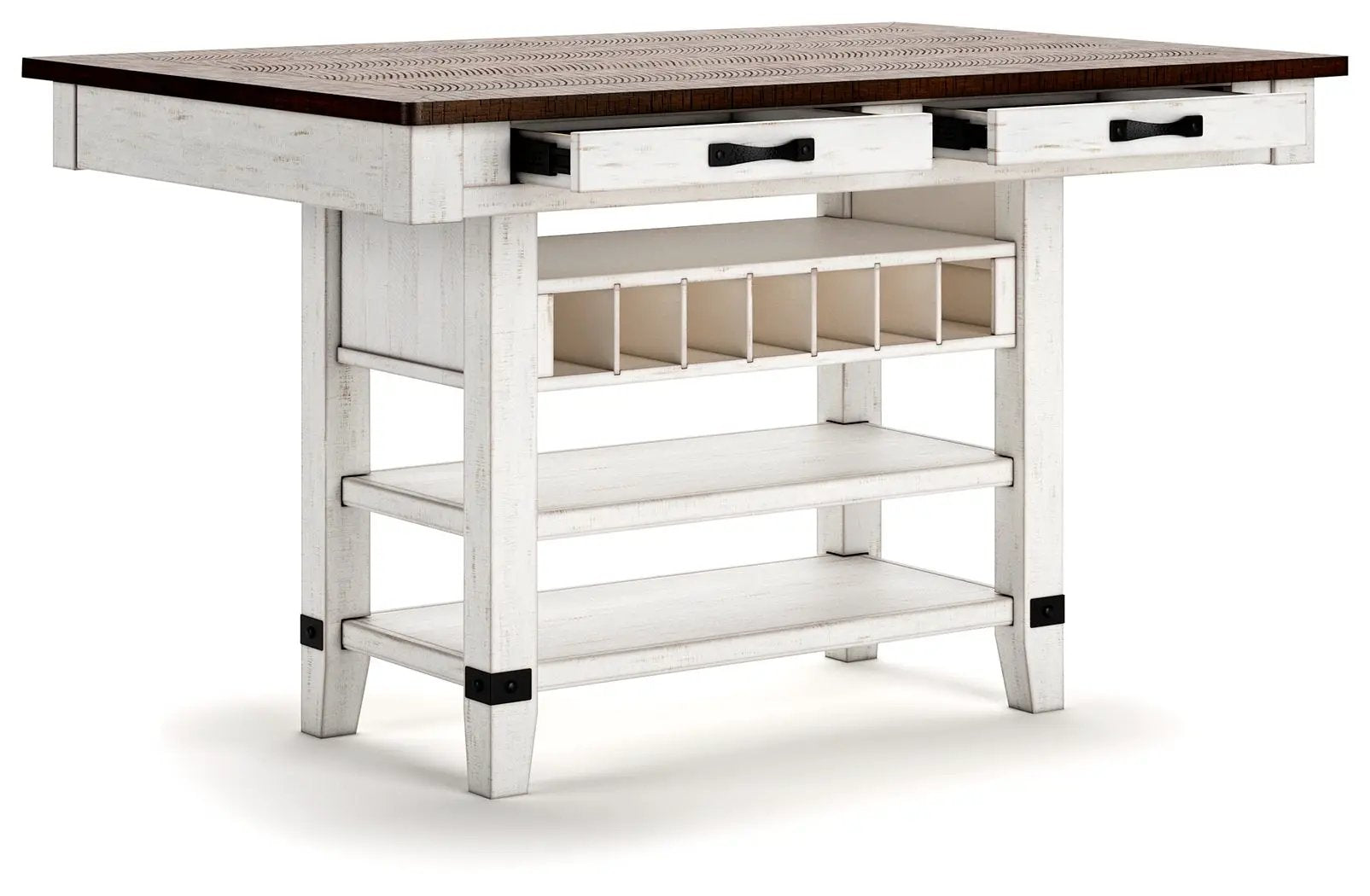 Valebeck - Rect Dining Room Counter Table With Wine Rack by Unique Piece Furniture