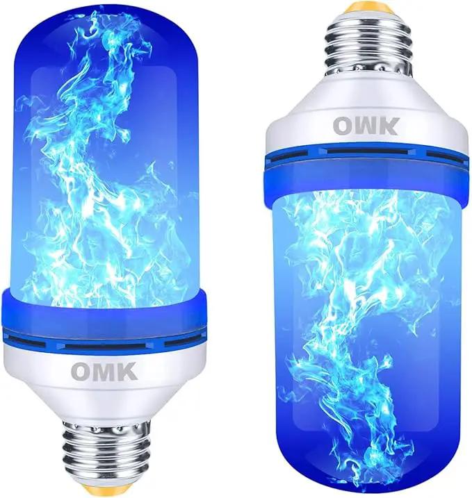 OMK - Blue Flame Christmas Decor LED Flame Effect Light Bulbs - Upgraded 4 Modes Fire Simulated Lamps - Christmas Gifts, Party, Indoor/Outdoor Decoration Lights (Blue 2) by GreenHaven Gardens