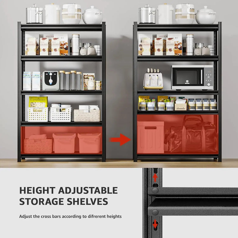 5-Tier 35" W x 15.8" D x 72" H Garage Shelving 3000LBS Storage Shelves Heavy Duty Metal Shelf Unit Adjustable Basement Industrial Storage Racks by GreenHaven Gardens