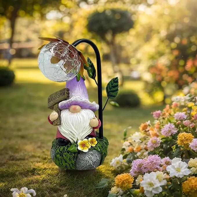 Garden Gnomes Outdoor Statue with Solar Lights Welcome Gnome Home Garden Decor Mom Gifts for Yard Patio Home Garden by GreenHaven Gardens