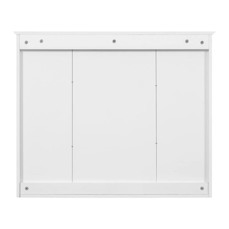 Wall Mounted Mirror Cabinet With 5 Adjustable Shelves, Rectangular Storage For Bathroom - White by HouseOfZazla