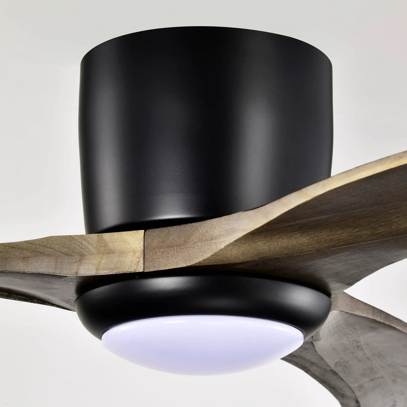 52" Flush Mount Solid Wood Blades Ceiling Fan with Lights and Remote Control by HouseOfZazla