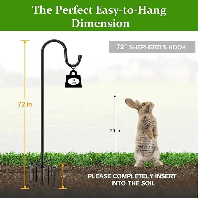 Shepherds Hooks for Outdoor with 7 Base Prongs, 72 Inches Heavy Duty Garden Bird Feeder Pole for Hanging Bird Feeder, Plant Baskets, Solar Light Lanterns, Outdoor Plant Hanger Hook,2 Packs by GreenHaven Gardens