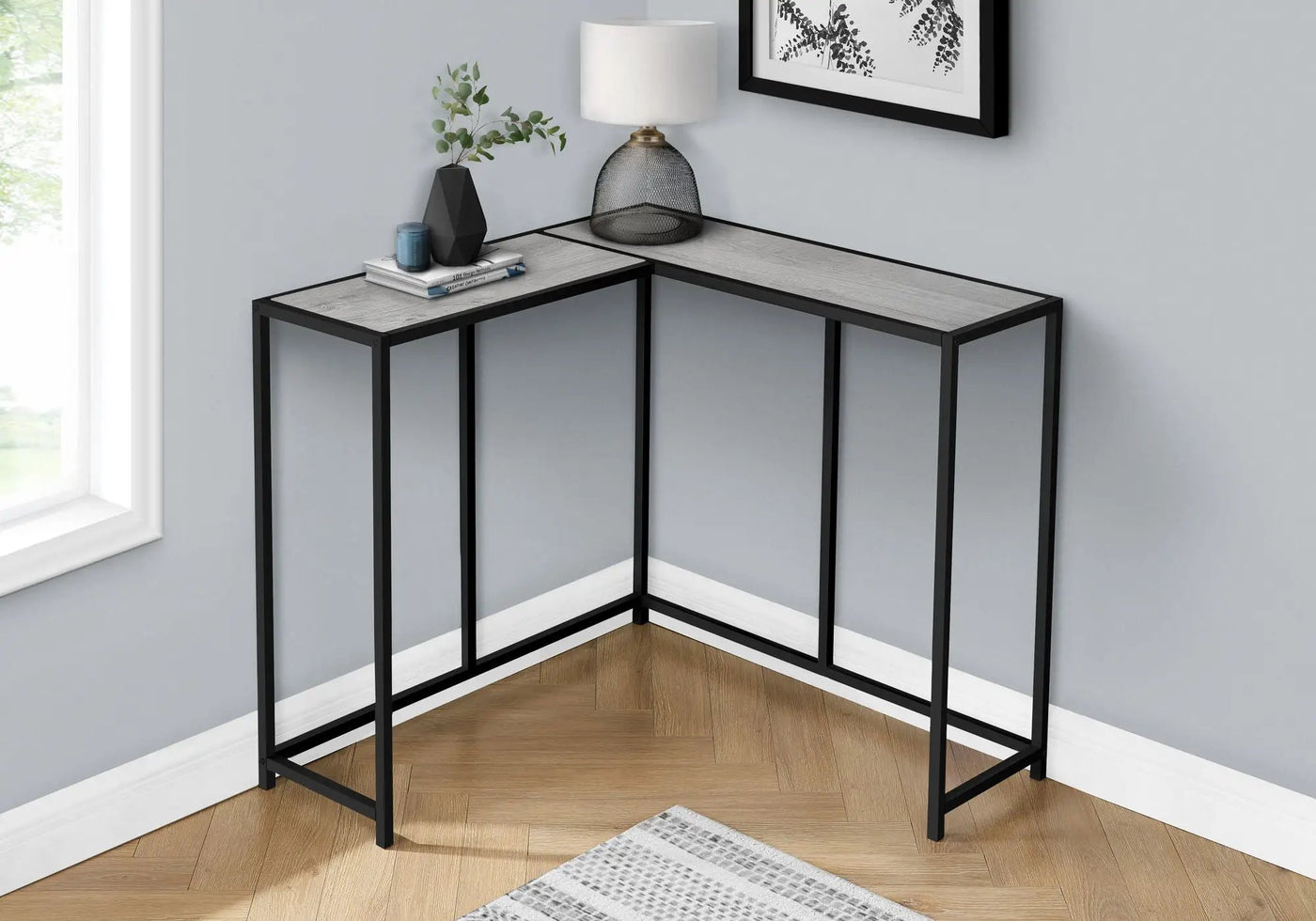 Corner Accent Console Table For Entryway, Unique L-Shaped Design by HouseOfZazla