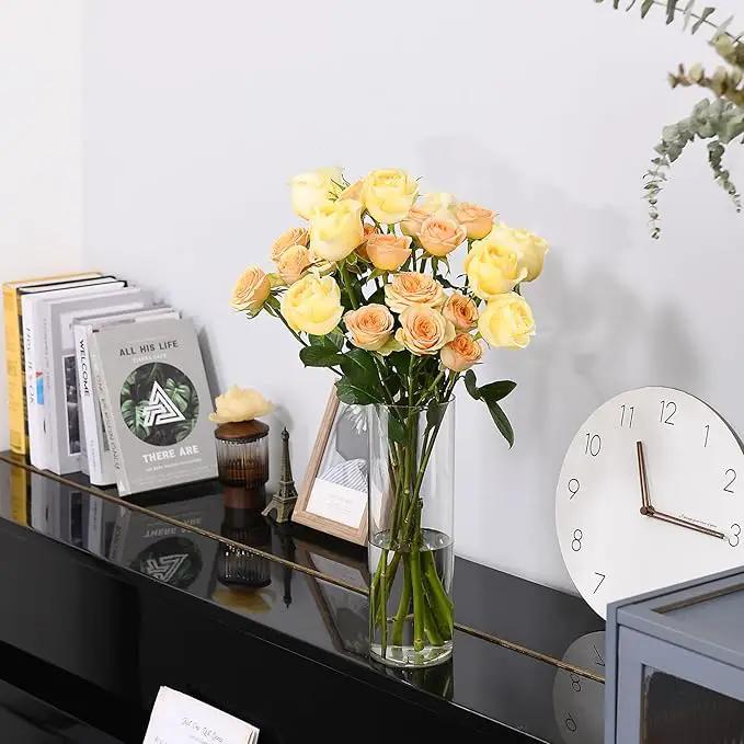 Clear Flower Vase, Non-breakable Vases, 4" W x 8" H, Acrylic Vase, Aesthetic Room Decor Cylindrical Modern Flower Vases for Table Centerpiece, Home Decor, Women Floral Arrangement Gift by GreenHaven Gardens
