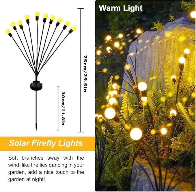 Solar Garden Lights – 40 LED Solar Firefly Lights, 10 LED Starburst Swaying Lights, Solar Outdoor Lights Waterproof Garden Decor for Yard Patio Pathway Lawn(4 Pack) by GreenHaven Gardens