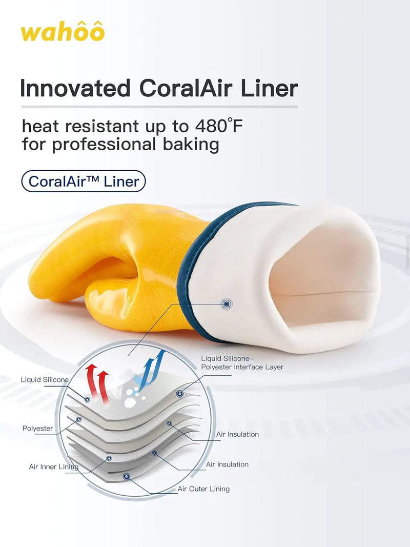 LANON Protection Wahoo Liquid Silicone Smoker Oven Gloves, Food-Contact Grade, Heat Resistant Gloves for Cooking, Grilling, Baking, Yellow, XXL/11 by GreenHaven Gardens