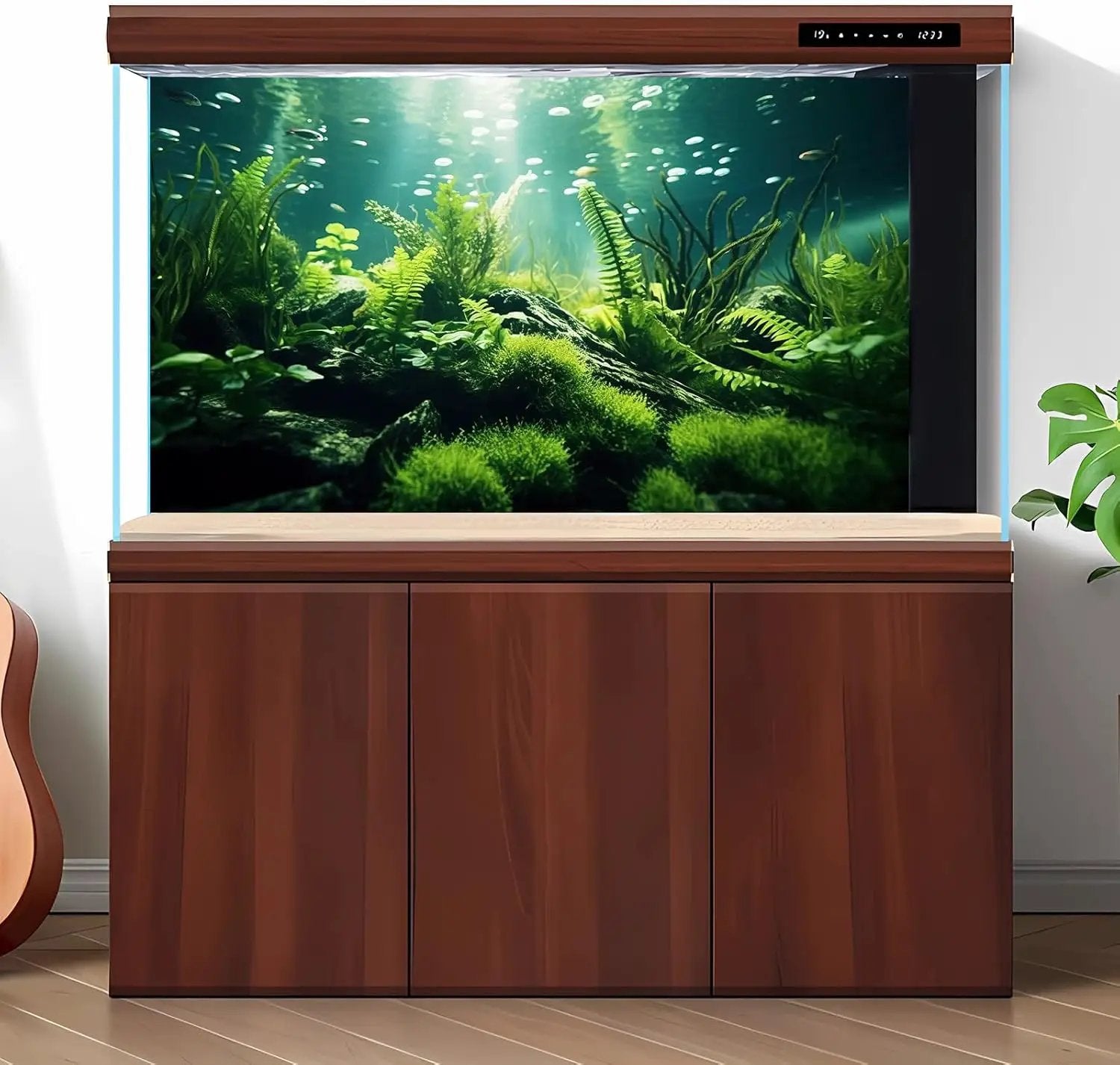 Underwater Fish Tank Background Under The Sea Aquatic Plants Aquarium Background Ocean Floor Rock Terrarium Backgrounds Tropical Fish Green Seaweeds Aquarium Backgrounds for Fish Tank Decor 72x16in by GreenHaven Gardens