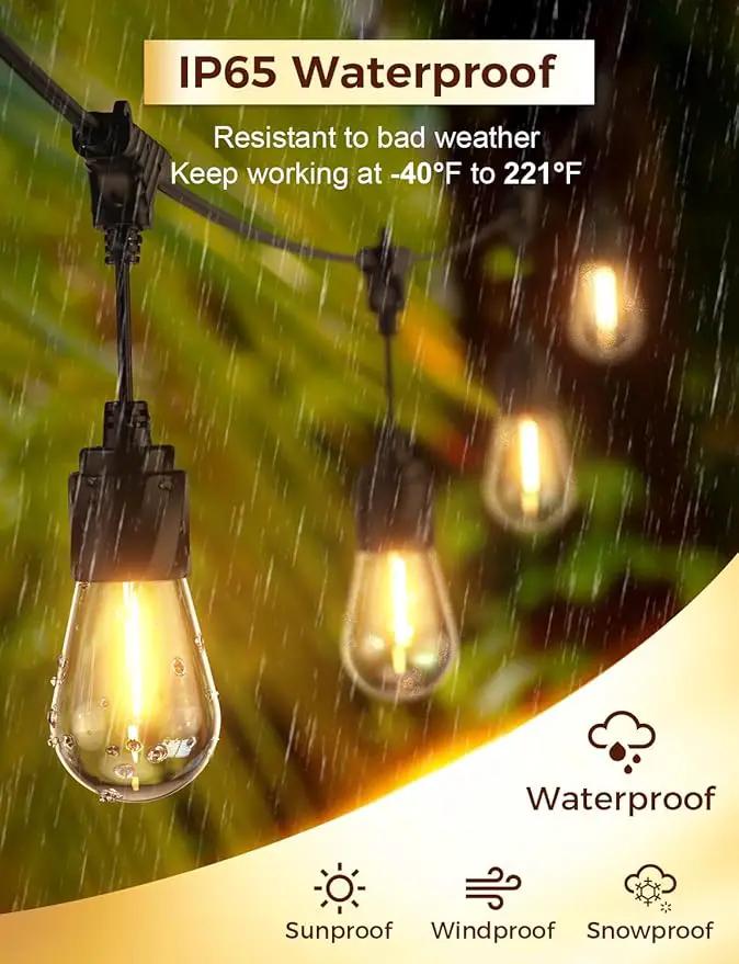 XMCOSY+ 96FT Outdoor String Lights, Patio Lights Outdoor Waterproof with 32 Shatterproof Bulbs, LED Hanging Light for Outside Porch Backyard Garden Party Balcony Decor by GreenHaven Gardens