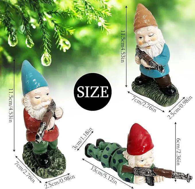 3Pcs Military Soldier Garden Gnomes with Guns AK47, Funny Army War Combat Defender Gnome Statue Figurines, Indoor Outdoor Patio Yard Lawn Desktop Ornament Decor,Valentine's Day Men Gift by GreenHaven Gardens