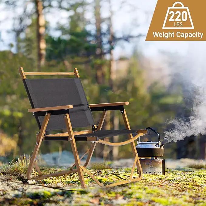Outvita Portable Folding Camping Chair, 2pcs Ultralight Low Beach Chair, Durable Aluminum Frame Armchairs for Hiking Concert Fishing Picnic, Supports 225Lbs by GreenHaven Gardens