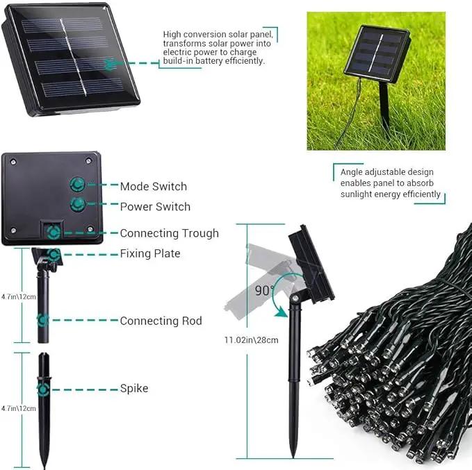 Toodour Solar Christmas Lights, 2 Packs Total 144ft 400 LED 8 Modes Solar String Lights, Waterproof Solar Outdoor Christmas Lights for Garden, Patio, Fence, Balcony, Christmas Tree Decor - White by GreenHaven Gardens