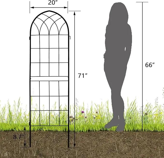 LZRS 4 Pack 71x20in Rustic Iron Arch Decoration Garden Trellis with Black Metal Coating – Perfect for Supporting Climbing Plants Outdoor, Roses, Vines, Flowers, and Vegetables. by GreenHaven Gardens