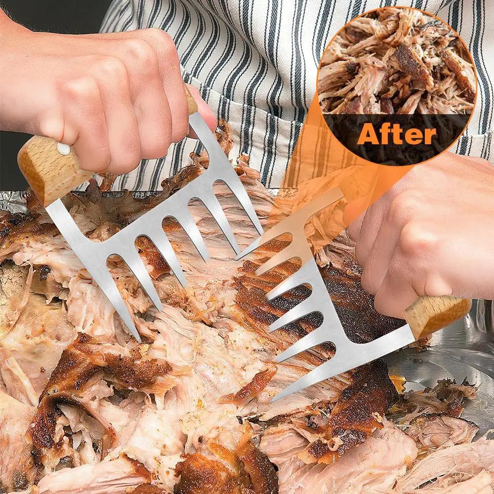 2 PCS Meat Shredder Claws, Stainless Steel Meat Claws, Metal Pulled Pork with Handle Turkey Pork Chicken Shredder Tool Accessories for Men Grilling Cooking BBQ Serving by GreenHaven Gardens