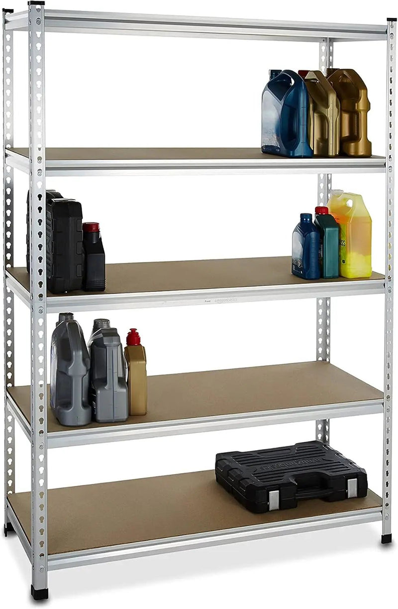 Amazon Basics 5 tier, Medium Duty Storage Shelving Double Post Press Board Shelf, Aluminum, 48 x 18 x 72 by GreenHaven Gardens