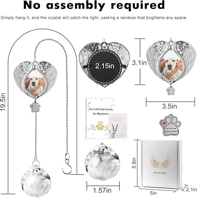 Pet Memorial Suncatcher - Dog Memorial Gifts for Loss of Dog, Christmas Pet Paw Print Photo Ornament, Pet Sympathy Gift, Bereavement Gift Ideas for Dog or Cat Passing Away, Remembrance, Silver Metal by GreenHaven Gardens