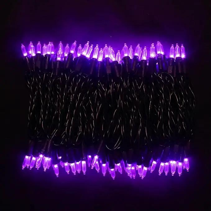 MULTI-SPARKING Purple LED Halloween Lights - 100 Count Purple Christmas String Lights for Tree, Party, Holiday, Indoor and Outdoor Halloween Decorations, 33 Feet Black Wire, UL Certified, Connectable by GreenHaven Gardens