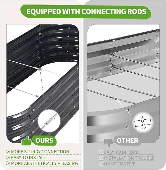 Galvanized Raised Garden Bed Outdoor- Raised Beds for Gardening| Metal Planter Box, Steel Raised Garden Bed Kit with Safety Edging and Gloves for Vegetables, Flower, Herbs (6x2x1.4FT, Gray) by GreenHaven Gardens