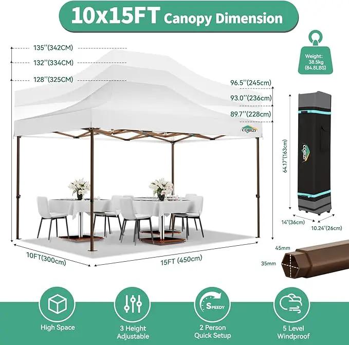 COBIZI 10x15 Pop Up Canopy Tent Heavy Duty with Sidewall, Commercial Outdoor Easy Pop Up Gazebo for Party Wedding All Weather Waterproof UV 50+ with Roller Bag(Leg Upgraded),White by GreenHaven Gardens
