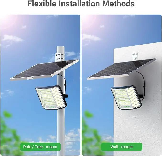 intelamp Solar Flood Lights Outdoor Waterproof, 20000mAh 2000LM Floodlight Exterior with Remote 16.4 FT Cable, 2-12H Timer Dusk to Dawn Security Spots Lighting Outside for Garden Pathway by GreenHaven Gardens