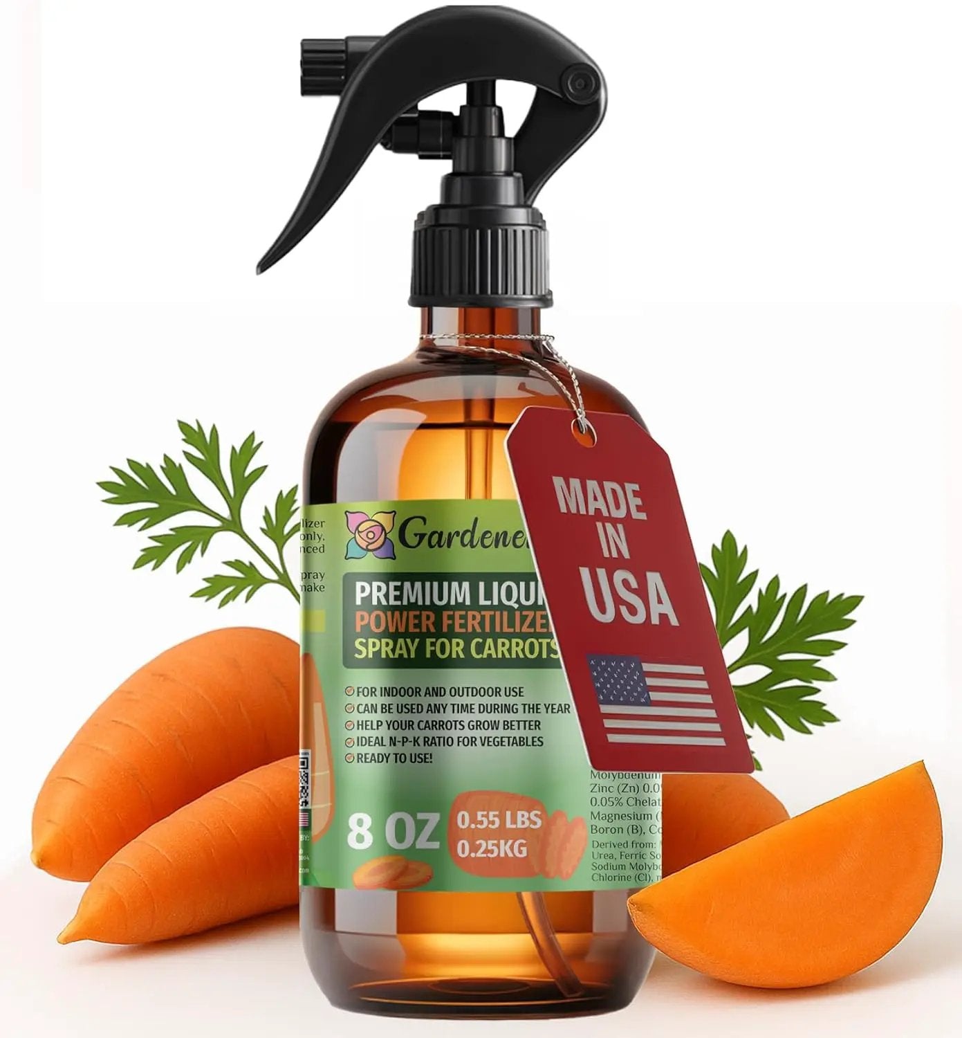 Liquid Power Carrot Fertilizer Spray – Ready-to-Use Liquid Plant Food Mist for Carrot – Premixed, Easy Application – Fast-Acting Formula for Growth, Roots & Yield – Indoor & Outdoor Use – 8 oz by GreenHaven Gardens