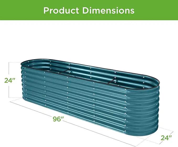Best Choice Products 8x2x2ft Metal Raised Garden Bed, Oval Outdoor Deep Root Planter Box for Vegetables, Herbs w/ 4 Support Bars, 215 Gal Capacity - Peacock Blue by GreenHaven Gardens