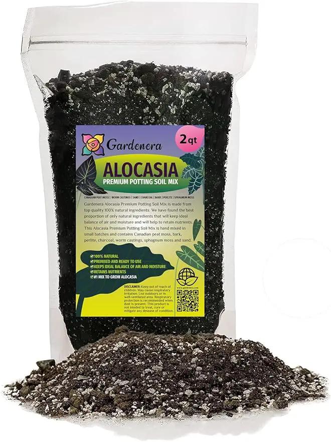 Elevate Your Space with Gardenera's Organic Potting Mix - Tailored for Vibrant Alocasia Plants & Majestic Leaves - 2 QT by GreenHaven Gardens