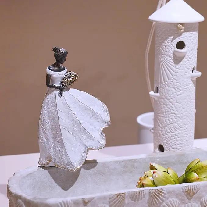 Guichifun Fairy Statue Collection Home Decoration - White Leaf Angel Girls Resin Home Decor for Outside or Inside Rustic Garden Grave Decorations for Cemetery Figurines Gift 5 x 3 x 7.5 Inch by GreenHaven Gardens