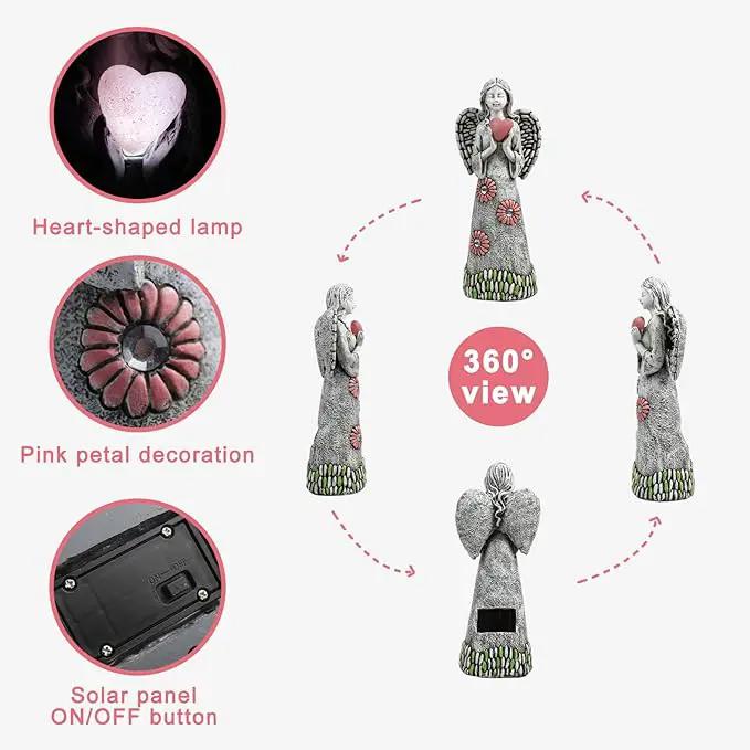 Solar Angel Statue - Garden Sculpture with Resin Decor for Patio, Lawn, Yard, Porch - Housewarming Gift, 10.03" by GreenHaven Gardens