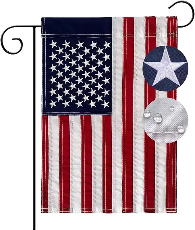American Flags Garden Flag for Outside 12x18,Small USA Flag Outdoor Heavy Duty Made in USA High Wind Embroidered Stars-sewn Stripes Waterproof by GreenHaven Gardens