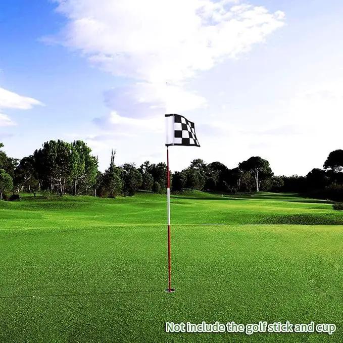 Golf Flag, Green Putting Green Flag,Solid Nylon and Checkered Training Flags for Indoor Outdoor Backyard Garden, Portable Golf Target Flags,8.7 * 6 inch (White-Black) by GreenHaven Gardens