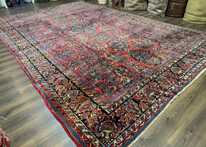 Palace Size Persian Sarouk Rug 10x16, Rare Size, Red, Large Antique Persian Carpet by Jewel Rugs