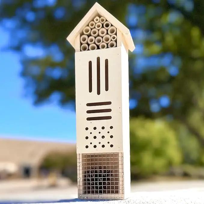 Wooden Insect House, Insect Hotel for Bugs, Bees, Butterflys, Ladybirds, Natural Beneficial Insect Habitat for Garden and Yard by GreenHaven Gardens