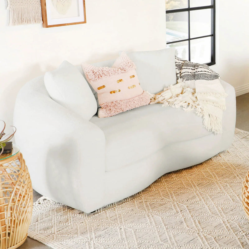 Isabella Faux Sheepskin Upholstered Loveseat Natural by Unique Piece Furniture