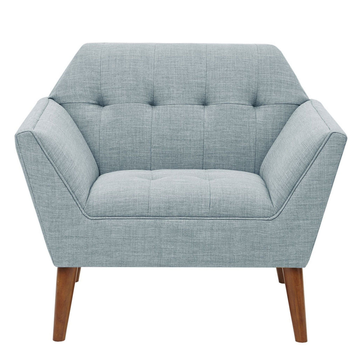 Modern Lounge Chair with Button Tufting – Pecan Wood Legs, photo 5 of 40