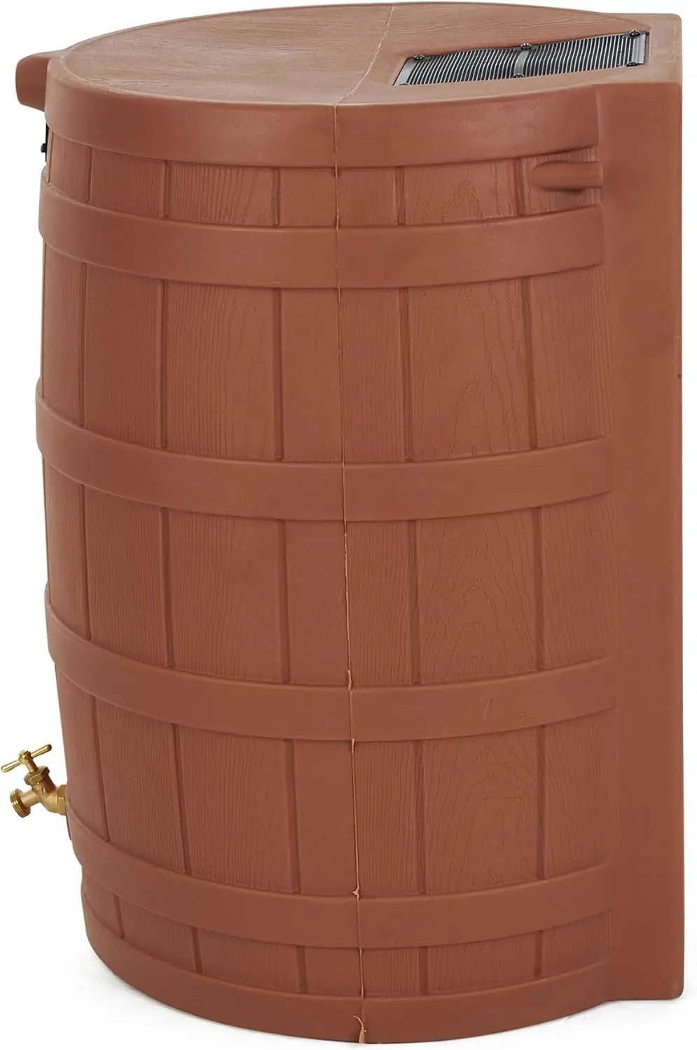 Good Ideas Rain Wizard 50 Gallon Plastic Outdoor Home Rain Barrel Water Storage Collector with Brass Spigot and Flat Back Design, Terra Cotta (2 Pack) by GreenHaven Gardens