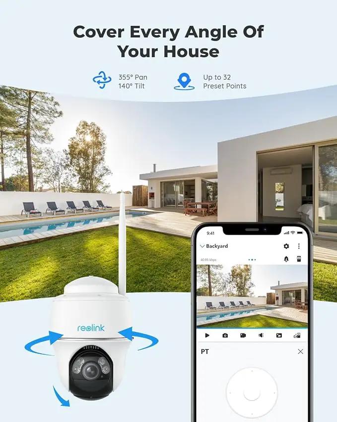 REOLINK Security Camera Wireless Outdoor, Pan Tilt Solar Powered, 5MP 2K+ Color Night Vision, 2.4/5GHz WiFi, Works with Smart Home for Surveillance, Home Hub Compatible, Argus PT + Solar Panel by GreenHaven Gardens
