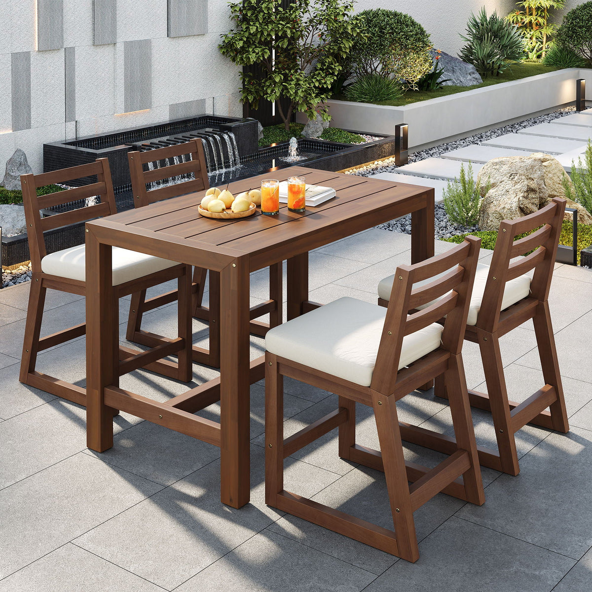 Patio Bar Set with Ergonomic Chairs - Light Brown or Dark Brown, photo 27 of 40